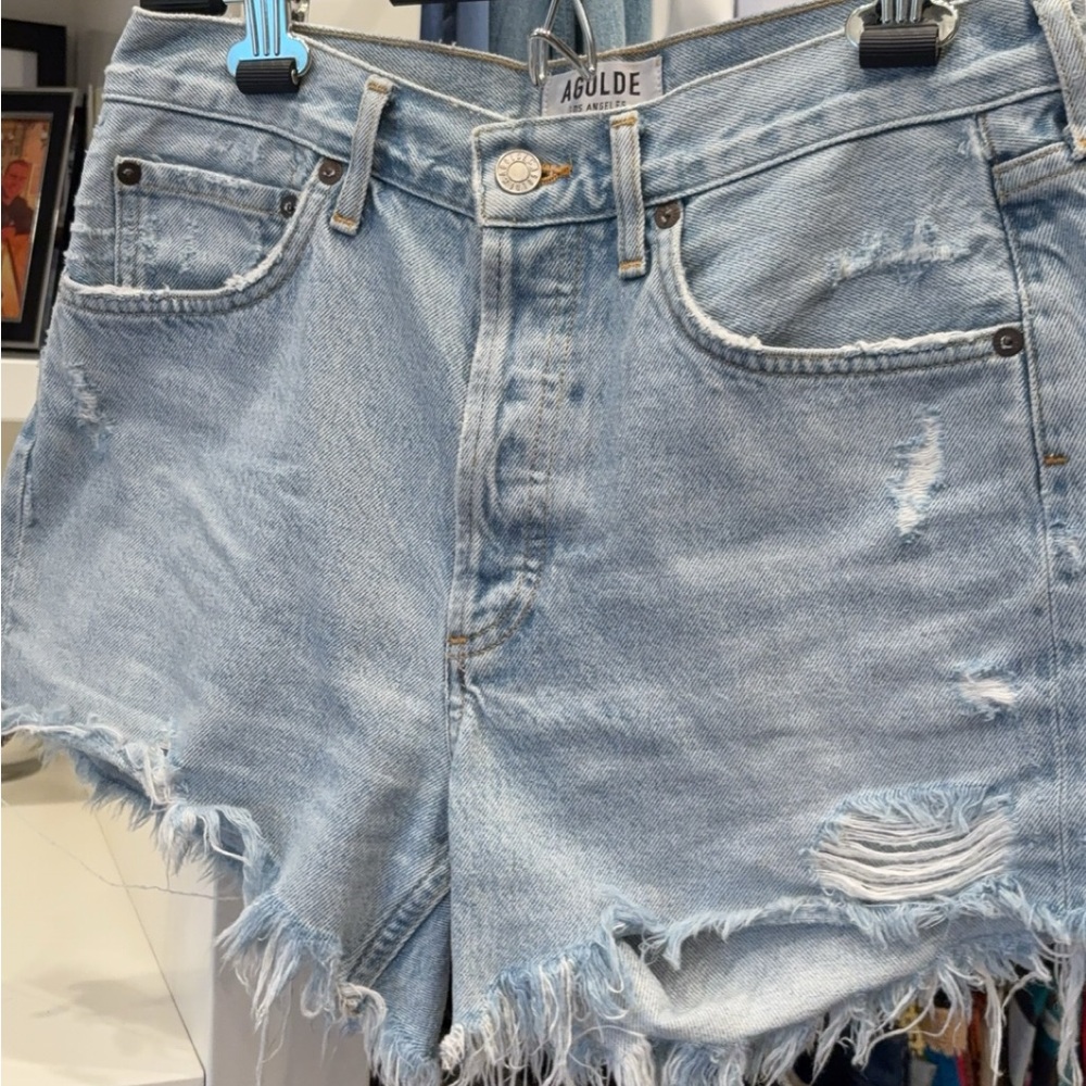 Agolde denim shorts with rips